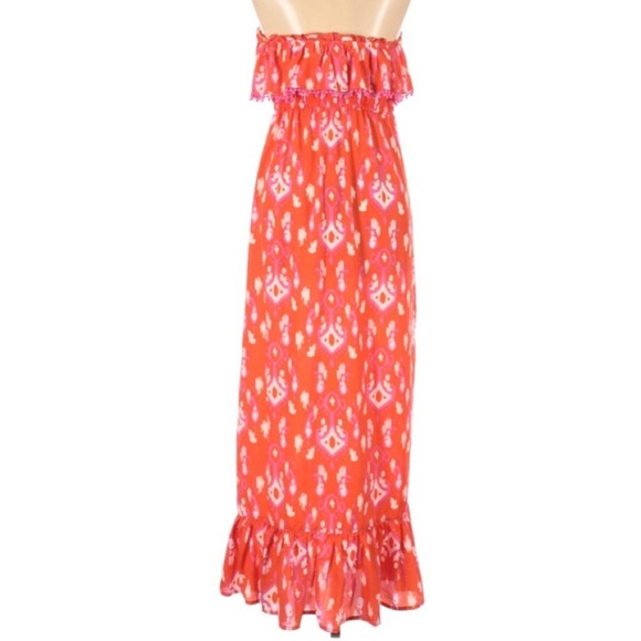 MudPie Tangerine Ikat Sleeveless Maxi Dress Large - Picture 3 of 7
